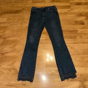 FRAME Denim Le Crop Mini Boot Jeans Dark Wash Frayed Hem Women's Size‎ 29